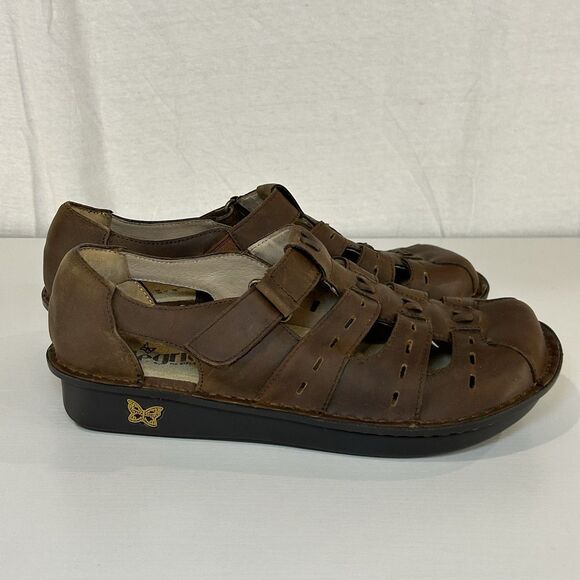 Alegria PG Lite Pesca Tawny Sandal Womens Sz 39 US 8.5 Brown Leather Fisherman - Picture 1 of 7